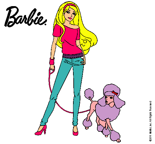 Dibujo Barbie con look moderno pintado por areymimarchena