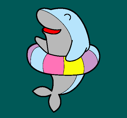 Dibujo Delfín con flotador pintado por Yanii