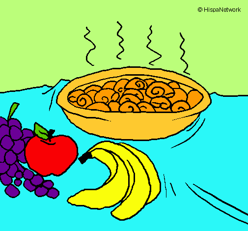 Dibujo Fruta y caracoles a la cazuela pintado por jhustin 