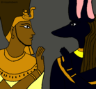 Dibujo Ramsés y Anubis pintado por dogi