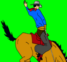 Dibujo Vaquero en caballo pintado por saira