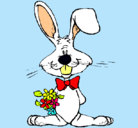 Dibujo Conejo con ramo de flores pintado por Asiul