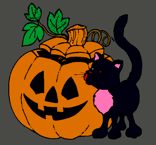 Calabaza y gato