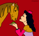Dibujo Princesa y caballo pintado por alimentando