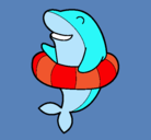 Dibujo Delfín con flotador pintado por flipi