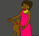 Dibujo Madre e hijo de Guinea pintado por fifi05