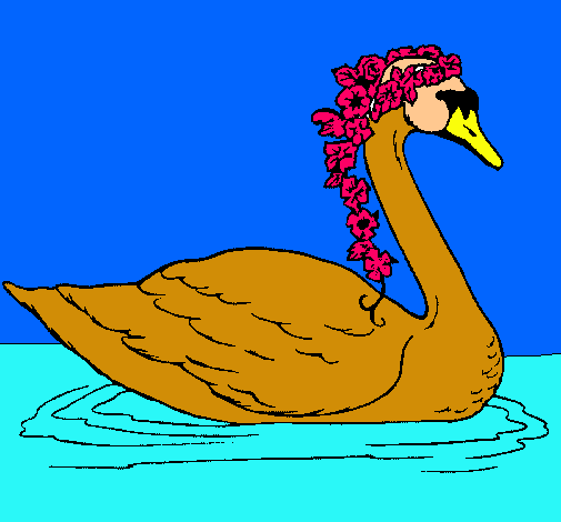 Cisne con flores