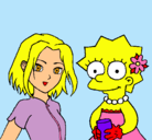 Dibujo Sakura y Lisa pintado por fea