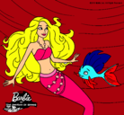 Dibujo Barbie sirena con su amiga pez pintado por LFJYWCSDFA