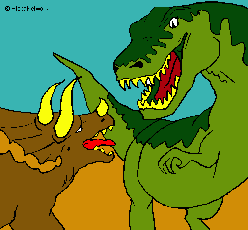 Dibujo Lucha de dinosaurios pintado por xaviondo