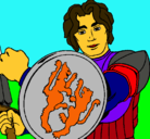 Dibujo Caballero con escudo de león pintado por silver