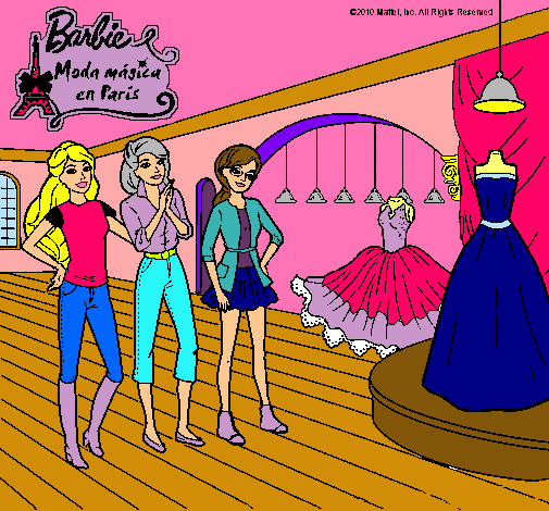 Dibujo Barbie mirando vestidos pintado por gatita11