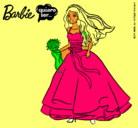 Dibujo Barbie vestida de novia pintado por barbieses