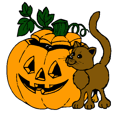 Calabaza y gato