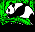 Dibujo Oso panda comiendo pintado por claupanda