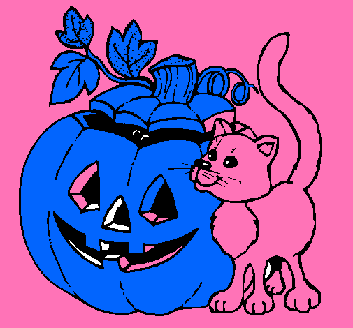 Calabaza y gato