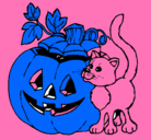 Dibujo Calabaza y gato pintado por aaaaaaaaaaaa