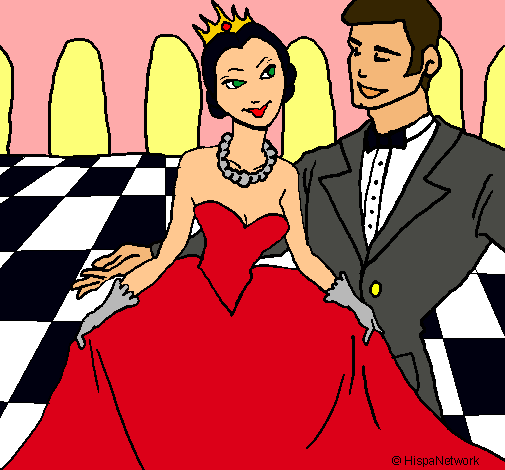 Dibujo Princesa y príncipe en el baile pintado por princessht