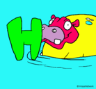 Dibujo Hipopótamo pintado por chiquis