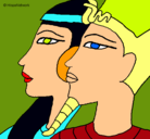 Dibujo Ramsés y Nefertiti pintado por pelopicopata