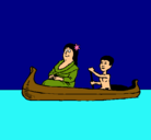 Dibujo Madre e hijo en canoa pintado por altintop