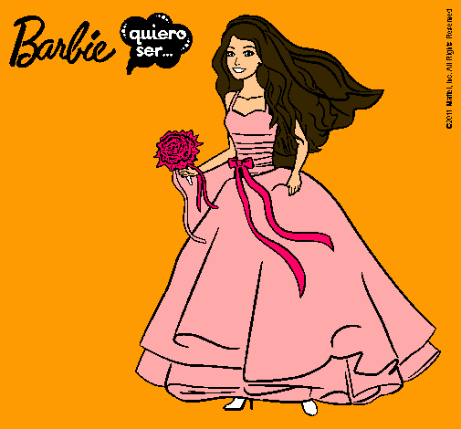 Dibujo Barbie vestida de novia pintado por ana1