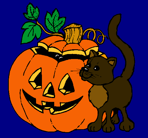 Calabaza y gato