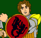 Dibujo Caballero con escudo de león pintado por lloaxix