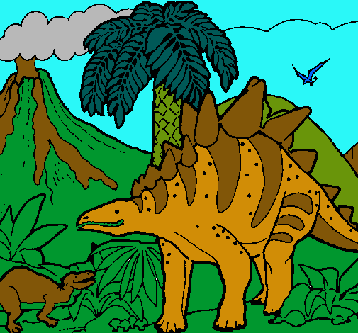 Dibujo Familia de Tuojiangosaurios pintado por lurdes22