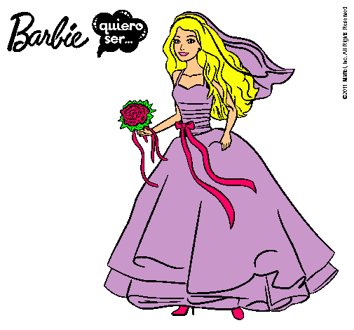 Dibujo Barbie vestida de novia pintado por gatita11