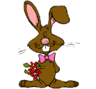 Dibujo Conejo con ramo de flores pintado por rotermeller