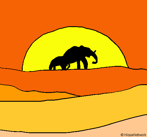 Elefante en el amanecer