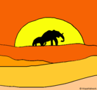 Dibujo Elefante en el amanecer pintado por sergi10