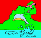 Dibujo Delfín y gaviota pintado por scplachs
