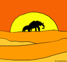 Dibujo Elefante en el amanecer pintado por Noha