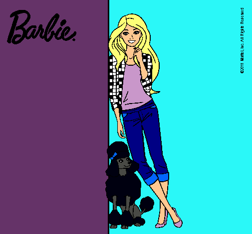 Dibujo Barbie con cazadora de cuadros pintado por crisguapa