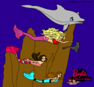 Dibujo Barbie nadando con sirenas pintado por Anitalujan_11