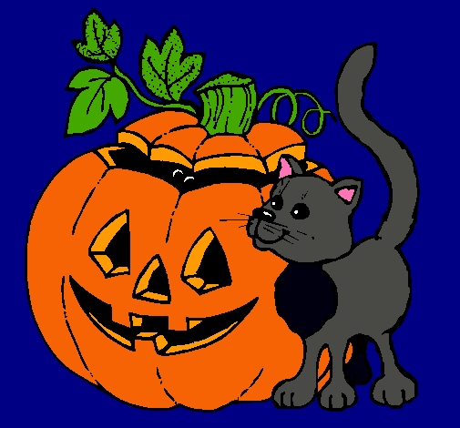 Calabaza y gato