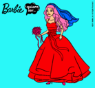 Dibujo Barbie vestida de novia pintado por Planetas