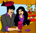 Dibujo Barbie y su amigo en la heladería pintado por Ester