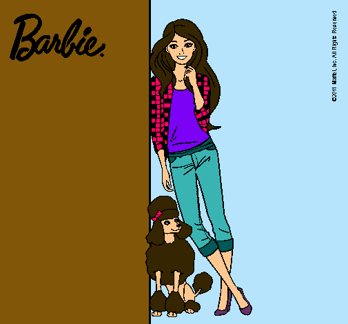 Dibujo Barbie con cazadora de cuadros pintado por Maria-pm