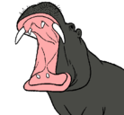 Dibujo Hipopótamo con la boca abierta pintado por LUMARNA