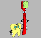 Dibujo Muela y cepillo de dientes pintado por nerea1111111