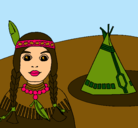 Dibujo India y tepee pintado por amalia