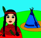 Dibujo India y tepee pintado por fnfgnfdgnfjl