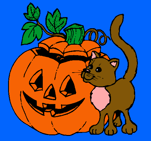 Calabaza y gato