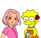 Dibujo Sakura y Lisa pintado por defal