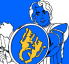 Dibujo Caballero con escudo de león pintado por regfgjghfrde