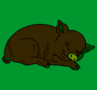 Dibujo Cerdo durmiendo pintado por saniel