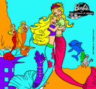 Dibujo Barbie sirena y la reina sirena pintado por rosalia